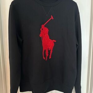 Polo by Ralph Lauren Men's Black Sweater with Red Logo